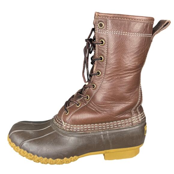 L.L. Bean Women's Shearling Lined Fold Down Brown Duck Boot Size US 6 - Picture 3 of 10